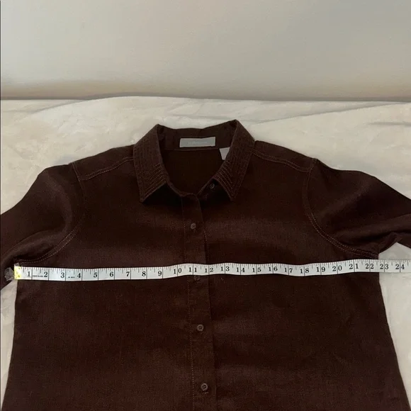 Liz Claiborne Dark Brown Women's Blouse 100% linen - Picture 9 of 11
